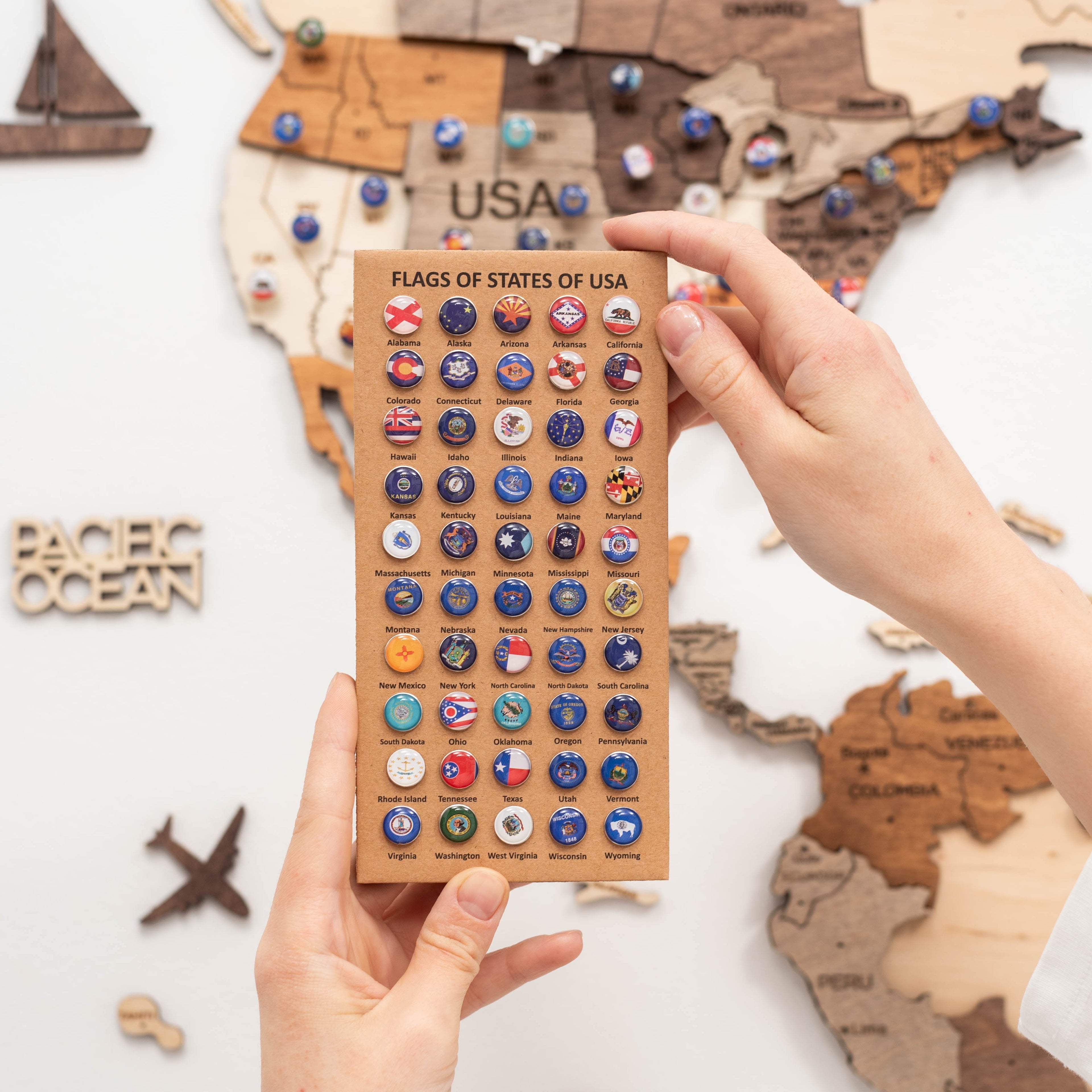 USA Flags Push Pins Enjoy The Wood