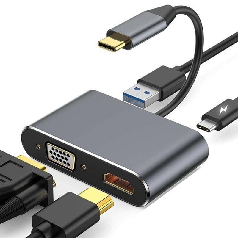 USB C to HDMI 4K VGA Adapter Compatible VGA USB C 3.0 Hub Adapter Charging Power PD Port Compatible For TV Laptop Projector Stevvex