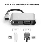 USB C to HDMI 4K VGA Adapter Compatible VGA USB C 3.0 Hub Adapter Charging Power PD Port Compatible For TV Laptop Projector Stevvex