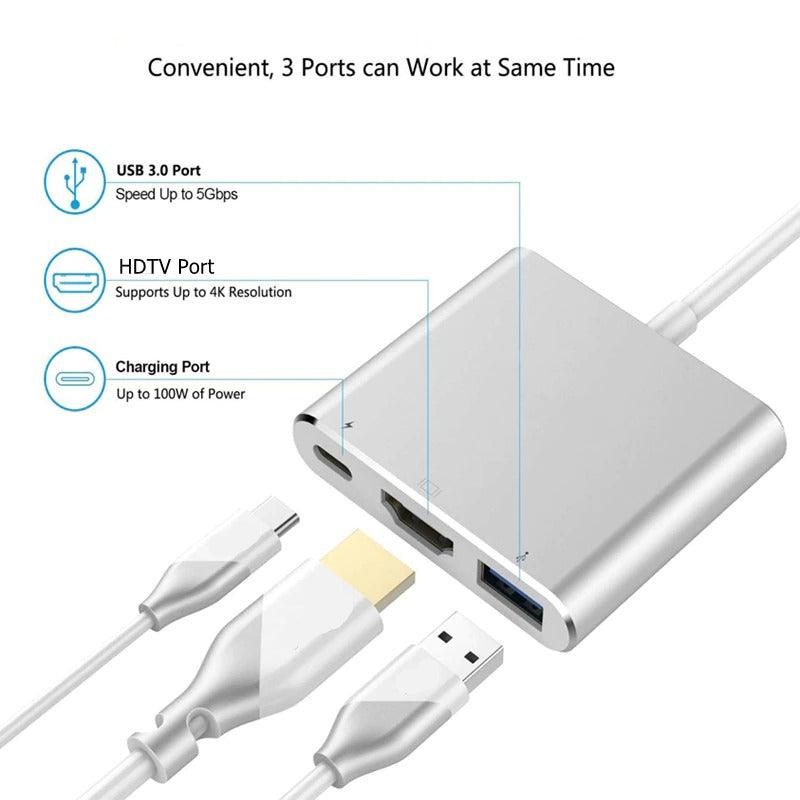 USB C to HDMI 4K VGA Adapter Compatible VGA USB C 3.0 Hub Adapter Charging Power PD Port Compatible For TV Laptop Projector Stevvex