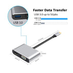 USB C to HDMI 4K VGA Adapter Compatible VGA USB C 3.0 Hub Adapter Charging Power PD Port Compatible For TV Laptop Projector Stevvex