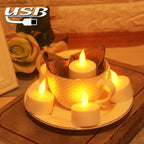 USB Charge One Piece Yellow Light LED Rechargeable Flameless Tea Light Candle With USB Flameless Flickering Candles Tea lights  Decoration Parties Weddings Family Dinner Outdoor Picnic Chargeable LED Battery Candles Stevvex