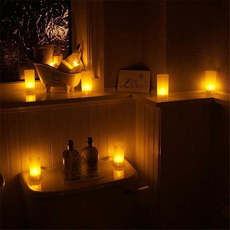 USB Charge One Piece Yellow Light LED Rechargeable Flameless Tea Light Candle With USB Flameless Flickering Candles Tea lights  Decoration Parties Weddings Family Dinner Outdoor Picnic Chargeable LED Battery Candles Stevvex