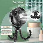 USB Desktop Folding Fan Outdoor Baby Stroller Handheld Fan Summer Mute Small Multifunctional Octopus Mini Fan Flexible Tripod for Stroller Student Bed Desk Bike Crib Car Rides USB or Battery Powered Safe Quiet and Long Lasting Fan Stevvex