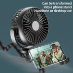 USB Desktop Folding Fan Outdoor Baby Stroller Handheld Fan Summer Mute Small Multifunctional Octopus Mini Fan Flexible Tripod for Stroller Student Bed Desk Bike Crib Car Rides USB or Battery Powered Safe Quiet and Long Lasting Fan Stevvex