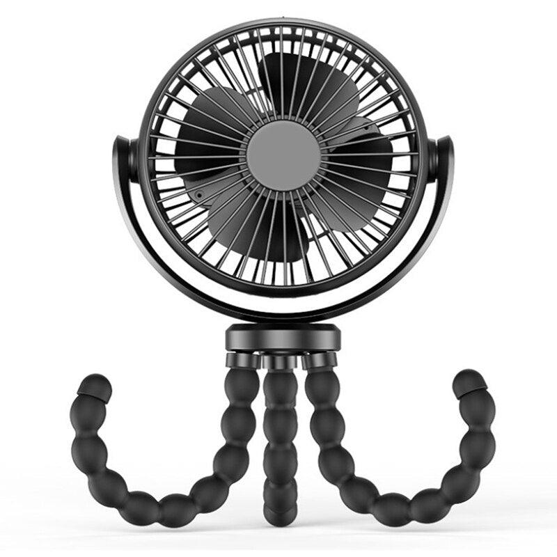 USB Desktop Folding Fan Outdoor Baby Stroller Handheld Fan Summer Mute Small Multifunctional Octopus Mini Fan Flexible Tripod for Stroller Student Bed Desk Bike Crib Car Rides USB or Battery Powered Safe Quiet and Long Lasting Fan Stevvex