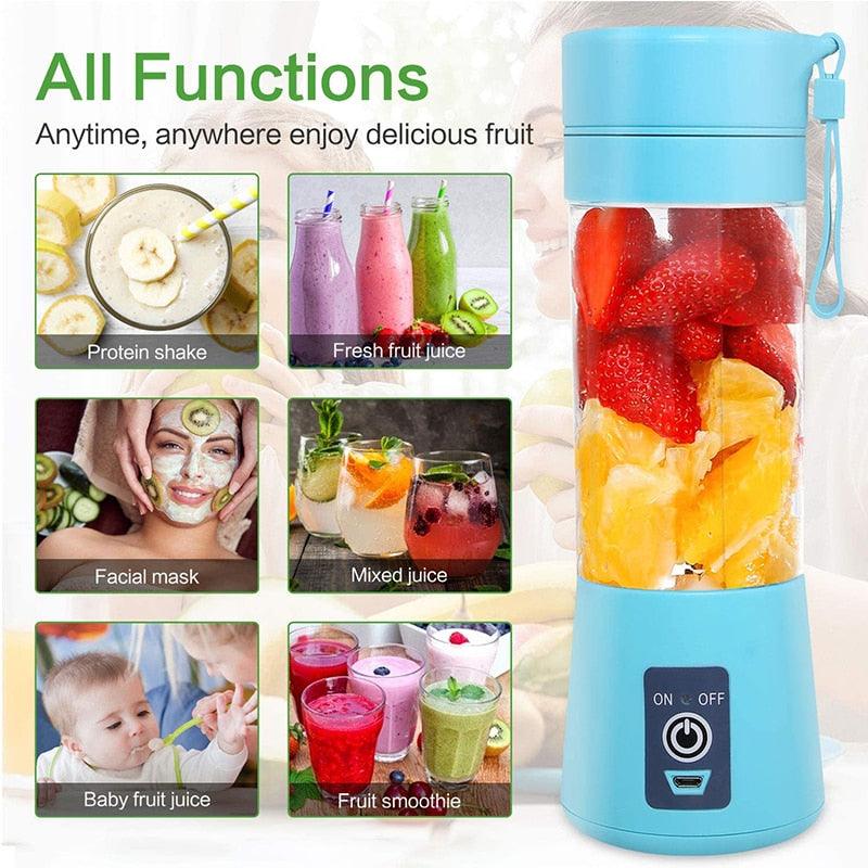 USB Electric Juicer Mini Portable Blender Electric Usb Juice Maker Juicer Bottle Blender Grinder Mixer Rechargeable Juicer Bottle Fruit Mixers Fruit Extractors Multifunction Juice Maker Machine Blender Smoothies Stevvex