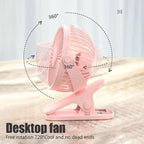 USB Mini Fan Mini Student Class Dormitory Quiet Office Desktop Clip Charging Fan Ultra Long Range Silent Clip Fan Rechargeable Fan with 3 Speeds Strong Clamp 360°Rotate Personal Fan for Office Home Stevvex