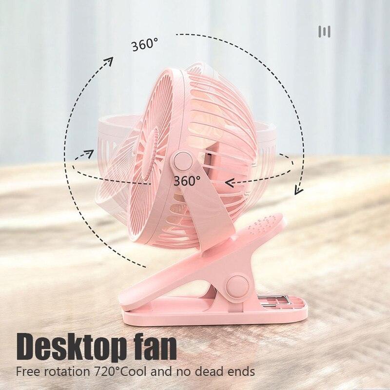 USB Mini Fan Mini Student Class Dormitory Quiet Office Desktop Clip Charging Fan Ultra Long Range Silent Clip Fan Rechargeable Fan with 3 Speeds Strong Clamp 360°Rotate Personal Fan for Office Home Stevvex