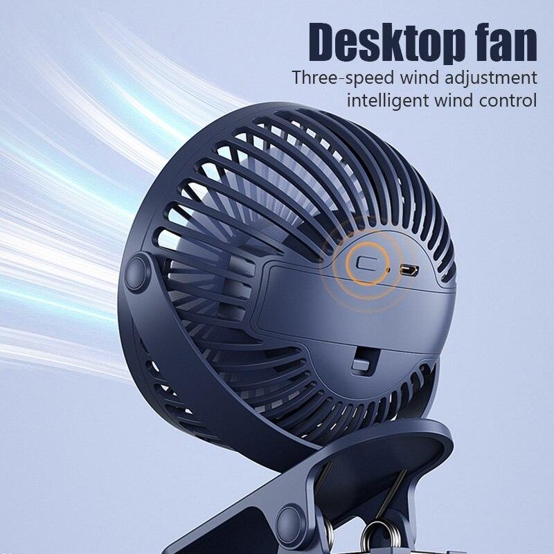 USB Mini Fan Mini Student Class Dormitory Quiet Office Desktop Clip Charging Fan Ultra Long Range Silent Clip Fan Rechargeable Fan with 3 Speeds Strong Clamp 360°Rotate Personal Fan for Office Home Stevvex