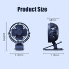 USB Mini Fan Mini Student Class Dormitory Quiet Office Desktop Clip Charging Fan Ultra Long Range Silent Clip Fan Rechargeable Fan with 3 Speeds Strong Clamp 360°Rotate Personal Fan for Office Home Stevvex