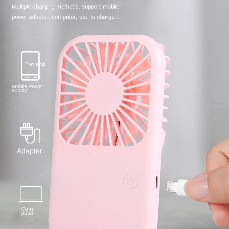 USB Mini Fan Portable Pocket Fan Cartoon Handheld Desktop Rechargeable Standing Fan Three Gear Wind Speed Regulation Battery Operated USB Small Fan with 3 Speeds for Home Office Car Outdoor Travel Stevvex