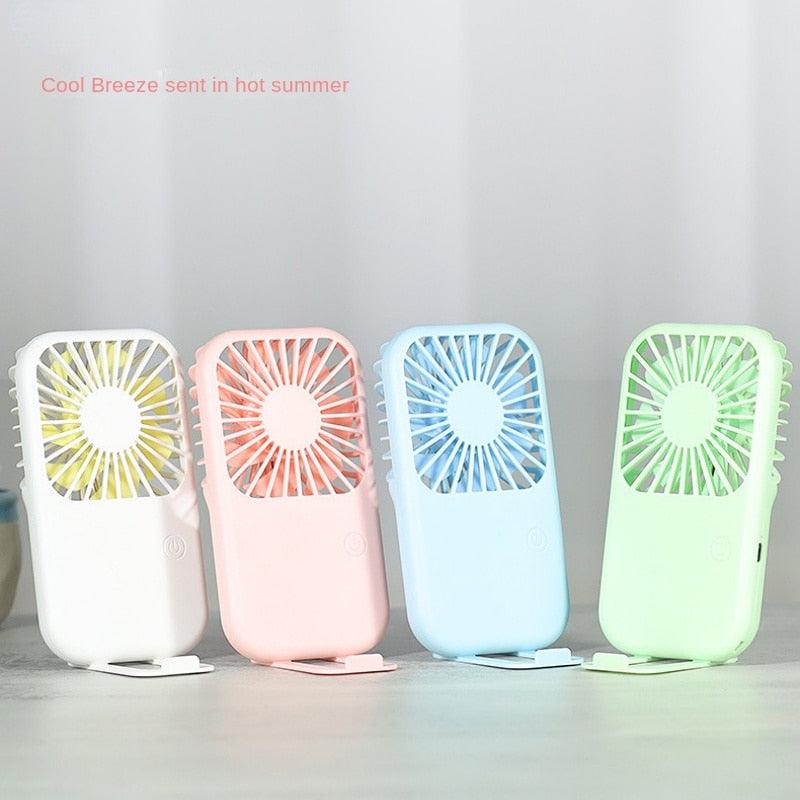 USB Mini Fan Portable Pocket Fan Cartoon Handheld Desktop Rechargeable Standing Fan Three Gear Wind Speed Regulation Battery Operated USB Small Fan with 3 Speeds for Home Office Car Outdoor Travel Stevvex