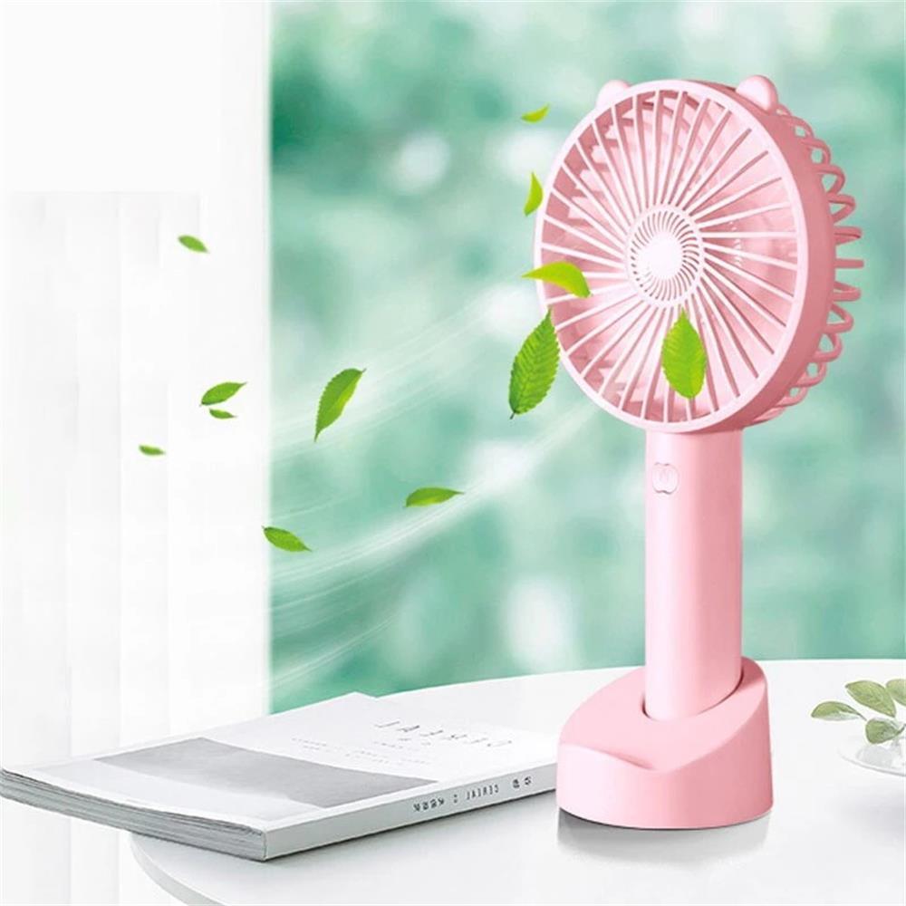 USB Mini Handheld Fan Cooler Portable Small Charging Fan Mini Silent Charging Desk Dormitory Office Student Gifts Long Personal Small Desk Fan with Base, Lightweight Rechargeable USB Handheld Fan Stevvex