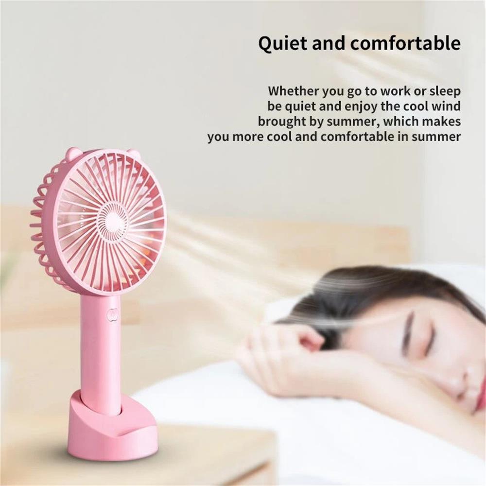 USB Mini Handheld Fan Cooler Portable Small Charging Fan Mini Silent Charging Desk Dormitory Office Student Gifts Long Personal Small Desk Fan with Base, Lightweight Rechargeable USB Handheld Fan Stevvex
