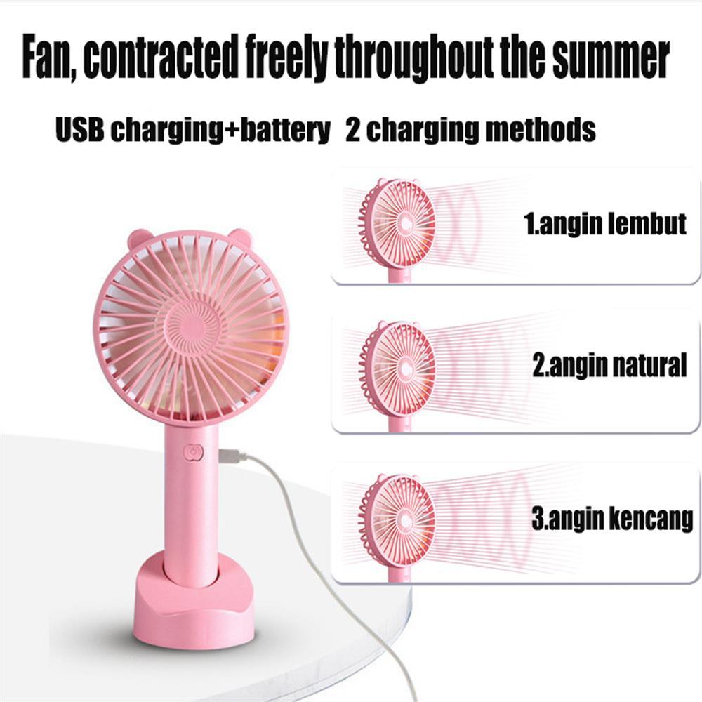 USB Mini Handheld Fan Cooler Portable Small Charging Fan Mini Silent Charging Desk Dormitory Office Student Gifts Long Personal Small Desk Fan with Base, Lightweight Rechargeable USB Handheld Fan Stevvex