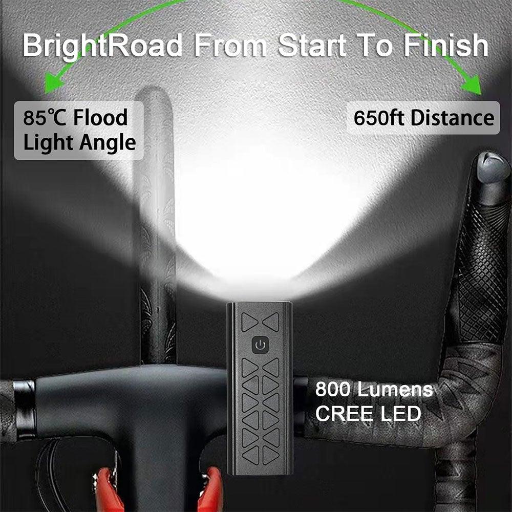USB Rechargeable Handlebar Headlight Front Bike Light LED Lamp Built-In Rechargeable Bike Light Front And Rear Super Bright Bicycle Headlight And Tail Light Set 4 Lighting Modes