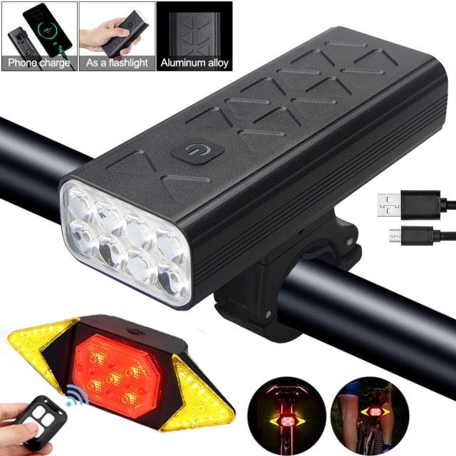 USB Rechargeable Handlebar Headlight Front Bike Light LED Lamp Built-In Rechargeable Bike Light Front And Rear Super Bright Bicycle Headlight And Tail Light Set 4 Lighting Modes