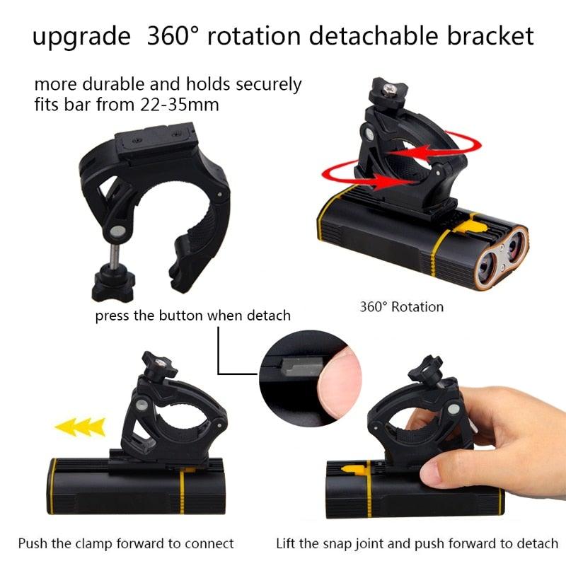 USB Rechargeable Handlebar Headlight Front Bike Light LED Lamp Built-In Rechargeable Bike Light Front And Rear Super Bright Bicycle Headlight And Tail Light Set 4 Lighting Modes
