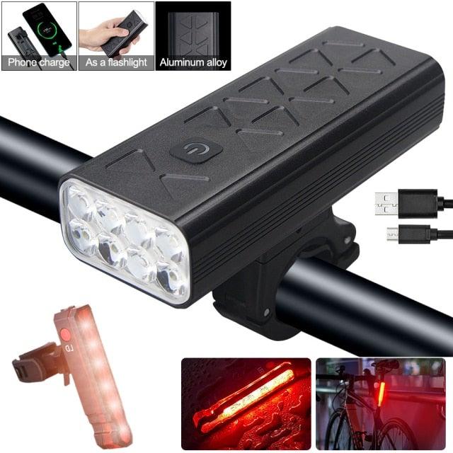 USB Rechargeable Handlebar Headlight Front Bike Light LED Lamp Built-In Rechargeable Bike Light Front And Rear Super Bright Bicycle Headlight And Tail Light Set 4 Lighting Modes