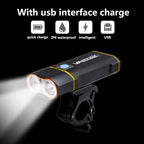 USB Rechargeable Handlebar Headlight Front Bike Light LED Lamp Built-In Rechargeable Bike Light Front And Rear Super Bright Bicycle Headlight And Tail Light Set 4 Lighting Modes