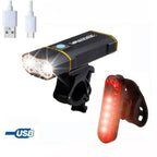 USB Rechargeable Handlebar Headlight Front Bike Light LED Lamp Built-In Rechargeable Bike Light Front And Rear Super Bright Bicycle Headlight And Tail Light Set 4 Lighting Modes