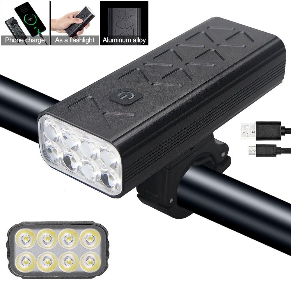 USB Rechargeable Handlebar Headlight Front Bike Light LED Lamp Built-In Rechargeable Bike Light Front And Rear Super Bright Bicycle Headlight And Tail Light Set 4 Lighting Modes