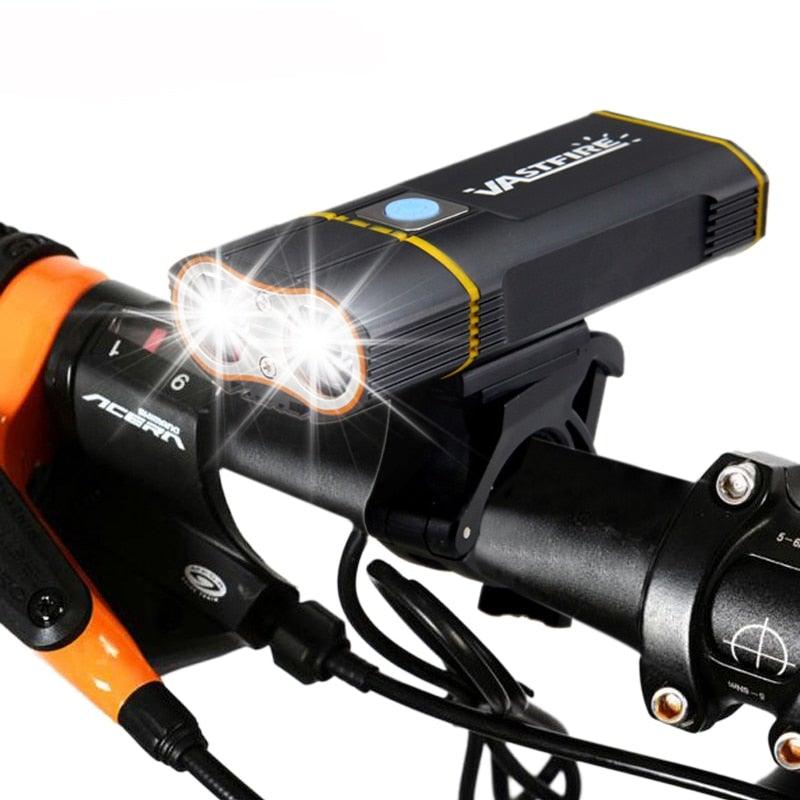 USB Rechargeable Handlebar Headlight Front Bike Light LED Lamp Built-In Rechargeable Bike Light Front And Rear Super Bright Bicycle Headlight And Tail Light Set 4 Lighting Modes