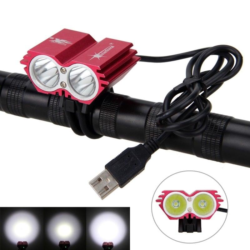 USB Waterproof Bike Light LED Front Bicycle Headlight Dual Lamps Super Bright LED Cycling Bike Light Front Headlight 4 Modes Bikelight Headlamp Rechargeable USB Led Lamp 8000LM Stevvex