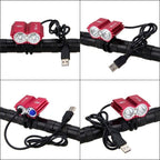 USB Waterproof Bike Light LED Front Bicycle Headlight Dual Lamps Super Bright LED Cycling Bike Light Front Headlight 4 Modes Bikelight Headlamp Rechargeable USB Led Lamp 8000LM Stevvex