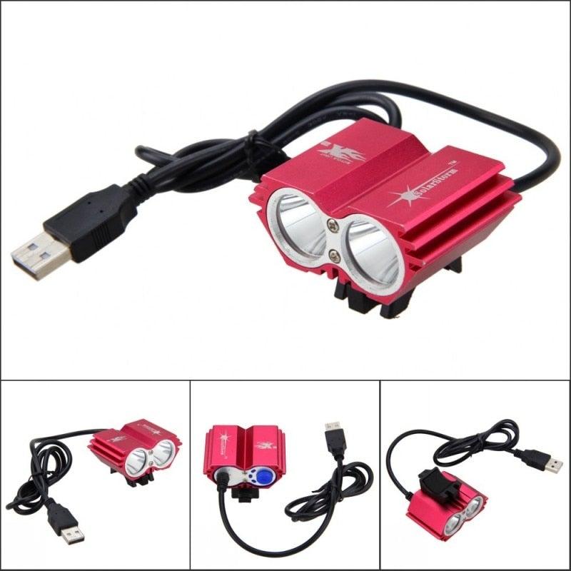 USB Waterproof Bike Light LED Front Bicycle Headlight Dual Lamps Super Bright LED Cycling Bike Light Front Headlight 4 Modes Bikelight Headlamp Rechargeable USB Led Lamp 8000LM Stevvex