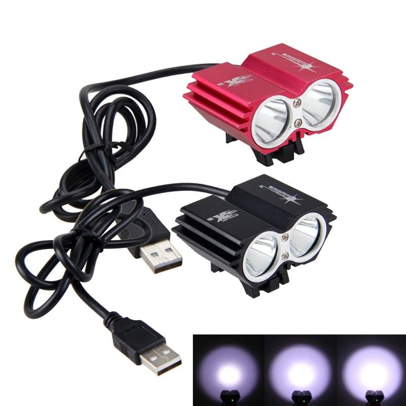 USB Waterproof Bike Light LED Front Bicycle Headlight Dual Lamps Super Bright LED Cycling Bike Light Front Headlight 4 Modes Bikelight Headlamp Rechargeable USB Led Lamp 8000LM Stevvex