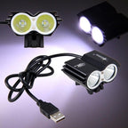 USB Waterproof Bike Light LED Front Bicycle Headlight Dual Lamps Super Bright LED Cycling Bike Light Front Headlight 4 Modes Bikelight Headlamp Rechargeable USB Led Lamp 8000LM Stevvex