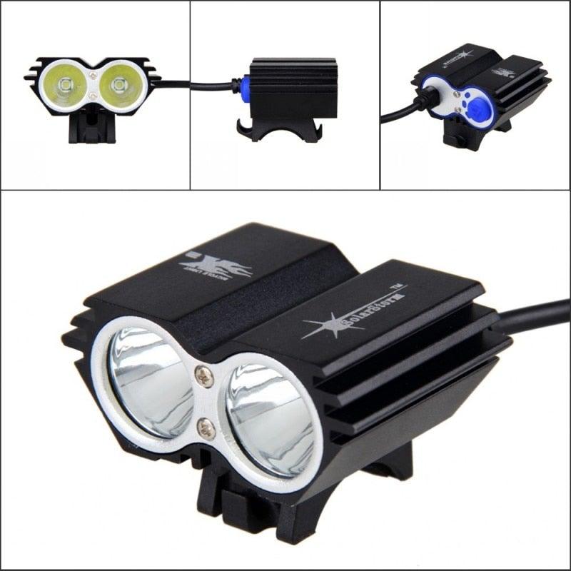 USB Waterproof Bike Light LED Front Bicycle Headlight Dual Lamps Super Bright LED Cycling Bike Light Front Headlight 4 Modes Bikelight Headlamp Rechargeable USB Led Lamp 8000LM Stevvex