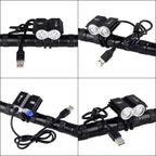 USB Waterproof Bike Light LED Front Bicycle Headlight Dual Lamps Super Bright LED Cycling Bike Light Front Headlight 4 Modes Bikelight Headlamp Rechargeable USB Led Lamp 8000LM Stevvex