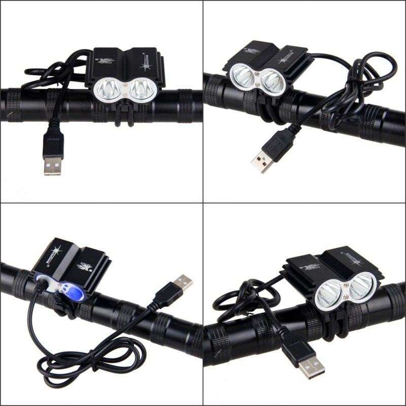 USB Waterproof Bike Light LED Front Bicycle Headlight Dual Lamps Super Bright LED Cycling Bike Light Front Headlight 4 Modes Bikelight Headlamp Rechargeable USB Led Lamp 8000LM Stevvex