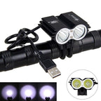 USB Waterproof Bike Light LED Front Bicycle Headlight Dual Lamps Super Bright LED Cycling Bike Light Front Headlight 4 Modes Bikelight Headlamp Rechargeable USB Led Lamp 8000LM Stevvex