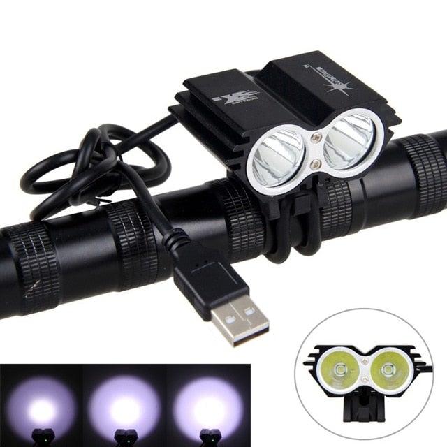 USB Waterproof Bike Light LED Front Bicycle Headlight Dual Lamps Super Bright LED Cycling Bike Light Front Headlight 4 Modes Bikelight Headlamp Rechargeable USB Led Lamp 8000LM Stevvex