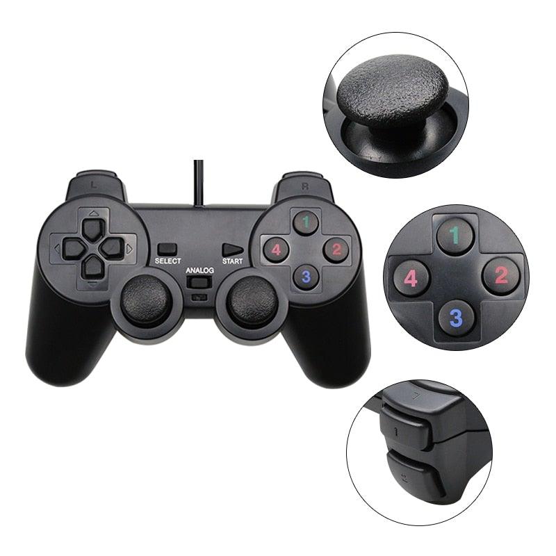 USB Wired Controller Gamepad For Computer Laptop Joystick Black Vibration PC Game Joystick Double Vibration Feedback Motors Fit for PC Computer Stevvex