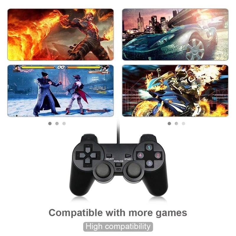 USB Wired Controller Gamepad For Computer Laptop Joystick Black Vibration PC Game Joystick Double Vibration Feedback Motors Fit for PC Computer Stevvex