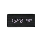 USB/AAA Powered LED Digital Clock Wooden Alarm Clock Table Clock Wooden Digital Alarm Clock with Wireless Charging 3 Alarms LED Display Sound Control and Snooze Dual for Bedroom Bedside Office Voice Control Electronic Clock Desktop Decor