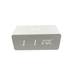 USB/AAA Powered LED Digital Clock Wooden Alarm Clock Table Clock Wooden Digital Alarm Clock with Wireless Charging 3 Alarms LED Display Sound Control and Snooze Dual for Bedroom Bedside Office Voice Control Electronic Clock Desktop Decor