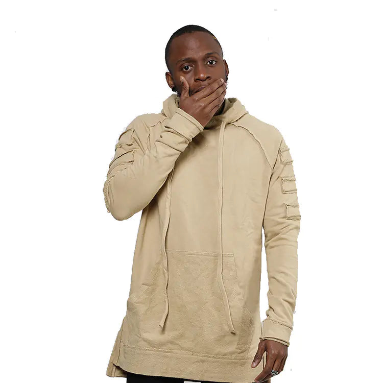 Long Hoodie, Hip Hop Hoodie, Outerwear Sweatshirt Pi-Mart