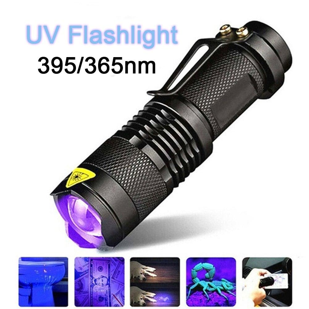 UV 365nm light wood's lamp Rechargeable Portable Mini Handheld Fluorescent Agent  Purple Light USB Ultraviolet Flashlight Detection Flashlight For Dog Urine Pet Stains 370nm Stevvex