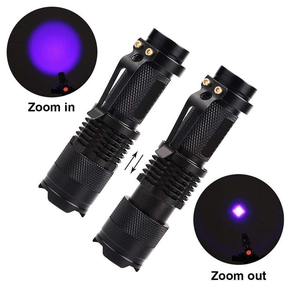 UV 365nm light wood's lamp Rechargeable Portable Mini Handheld Fluorescent Agent  Purple Light USB Ultraviolet Flashlight Detection Flashlight For Dog Urine Pet Stains 370nm Stevvex