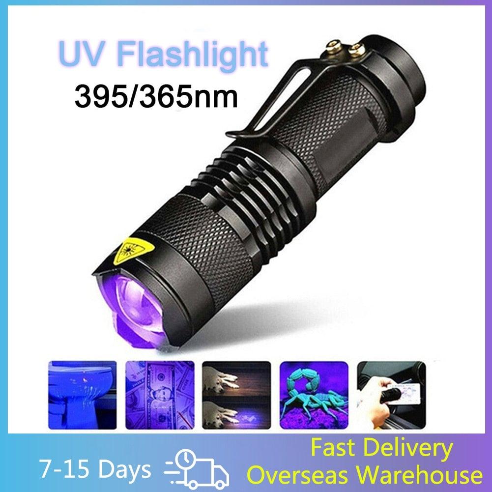 UV 365nm light wood's lamp Rechargeable Portable Mini Handheld Fluorescent Agent  Purple Light USB Ultraviolet Flashlight Detection Flashlight For Dog Urine Pet Stains 370nm Stevvex