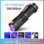 UV 365nm light wood's lamp Rechargeable Portable Mini Handheld Fluorescent Agent  Purple Light USB Ultraviolet Flashlight Detection Flashlight For Dog Urine Pet Stains 370nm Stevvex