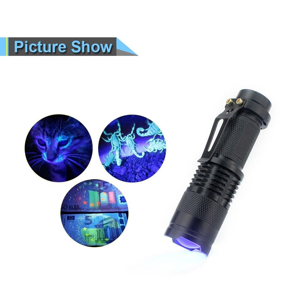 UV 365nm light wood's lamp Rechargeable Portable Mini Handheld Fluorescent Agent  Purple Light USB Ultraviolet Flashlight Detection Flashlight For Dog Urine Pet Stains 370nm Stevvex