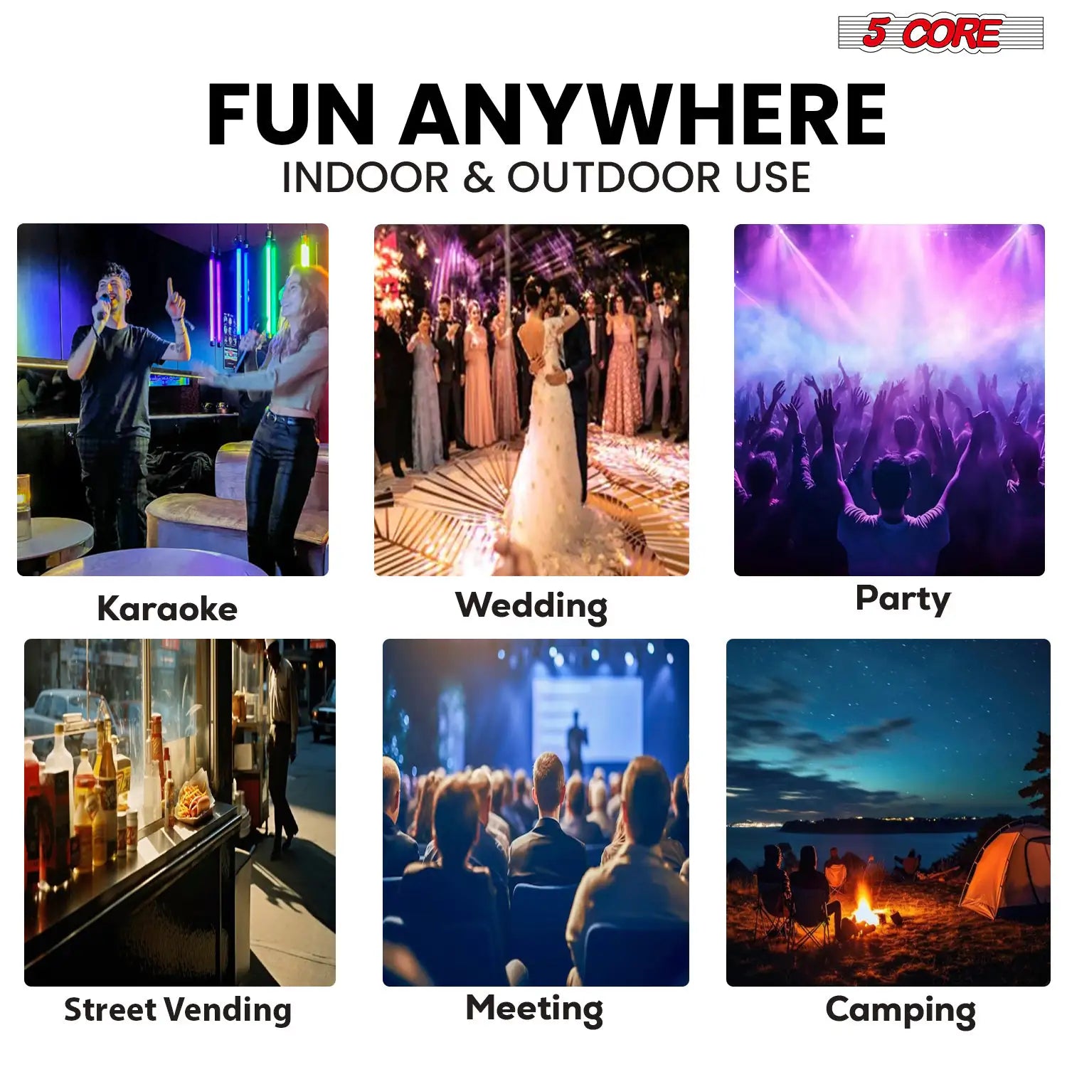 5Core15 inch PA Portable Bluetooth Party Speaker Karaoke Boombox + 2 Wireless Mics Pi-Mart