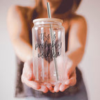 17oz Glass Tumbler With Bamboo Lid And 2 Stainless Straws - Reusable Drink Cup BandsCo Straps